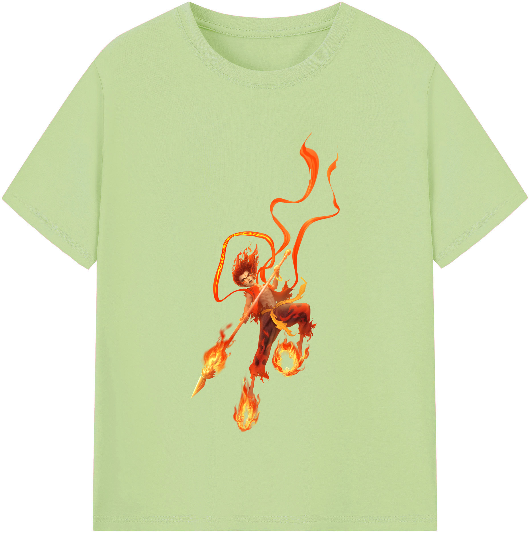 （画像用） Ne Zha 2 ナタ 魔童の大暴れ 綿100％半袖Tシャツ（フロントプリント）